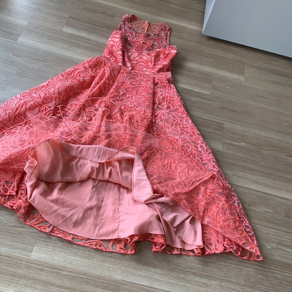 Marchesa Notte size 4 pink Lacy glittery sleeveless flared bottom dress - Picture 1 of 17